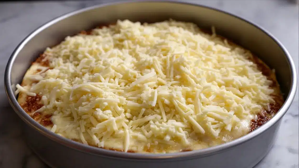Adding shredded Swiss cheese Swiss cheese on top of chicken cordon bleu casserole base