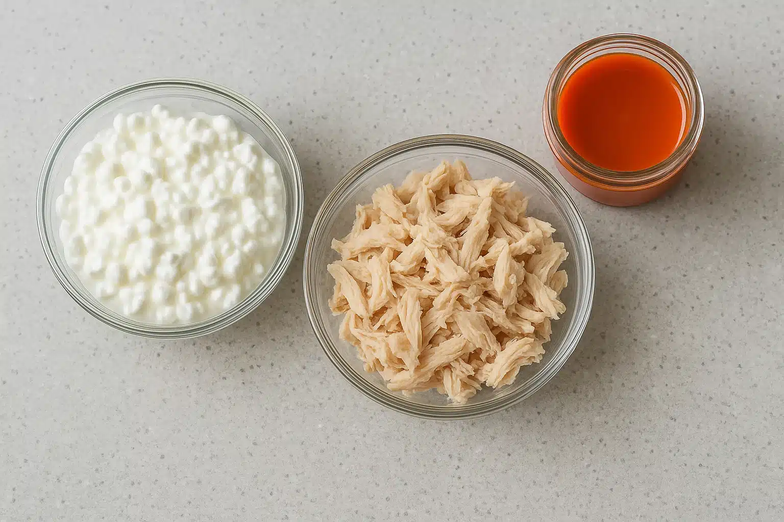 buffalo-dip-cottage-cheese-ingredients Buffalo chicken dip ingredients with cottage cheese