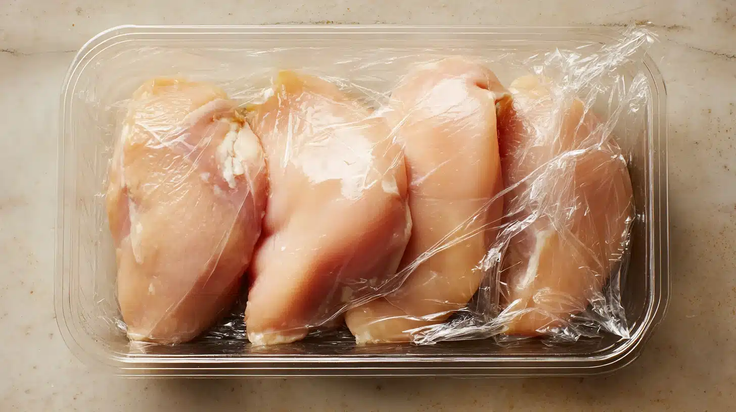 Chicken breasts placed in slow cooker Chicken placed in crockpot for crockpot southwest chicken