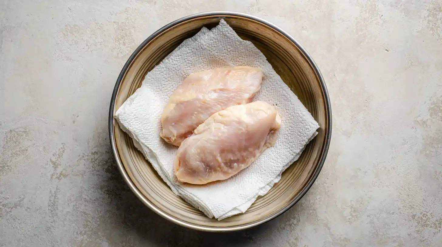 Drying canned chicken for crust Drying chicken to prep for chicken crust pizza near me