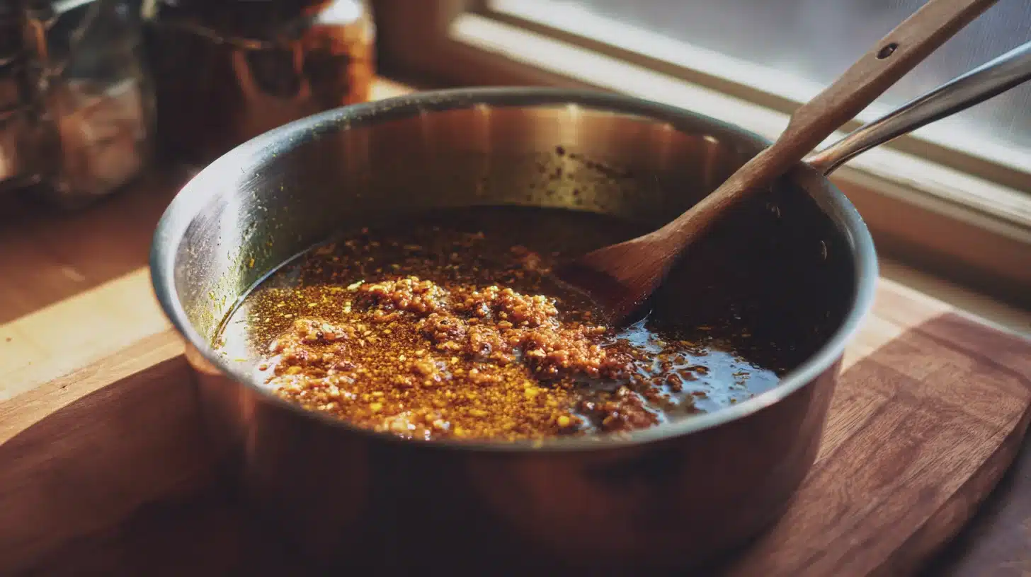 Stirring chipotle and garlic into sautéed onions Spices and chipotle give spicy chipotle chicken soup its bold flavor