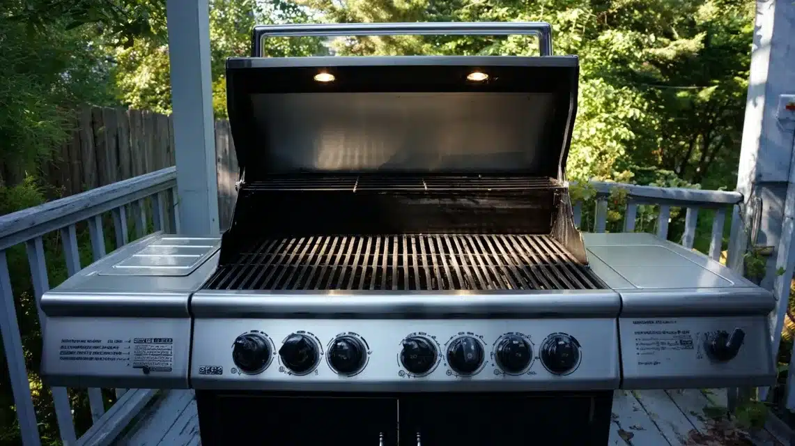 Heating up the grill Preheating grill for grilled teriyaki chicken
