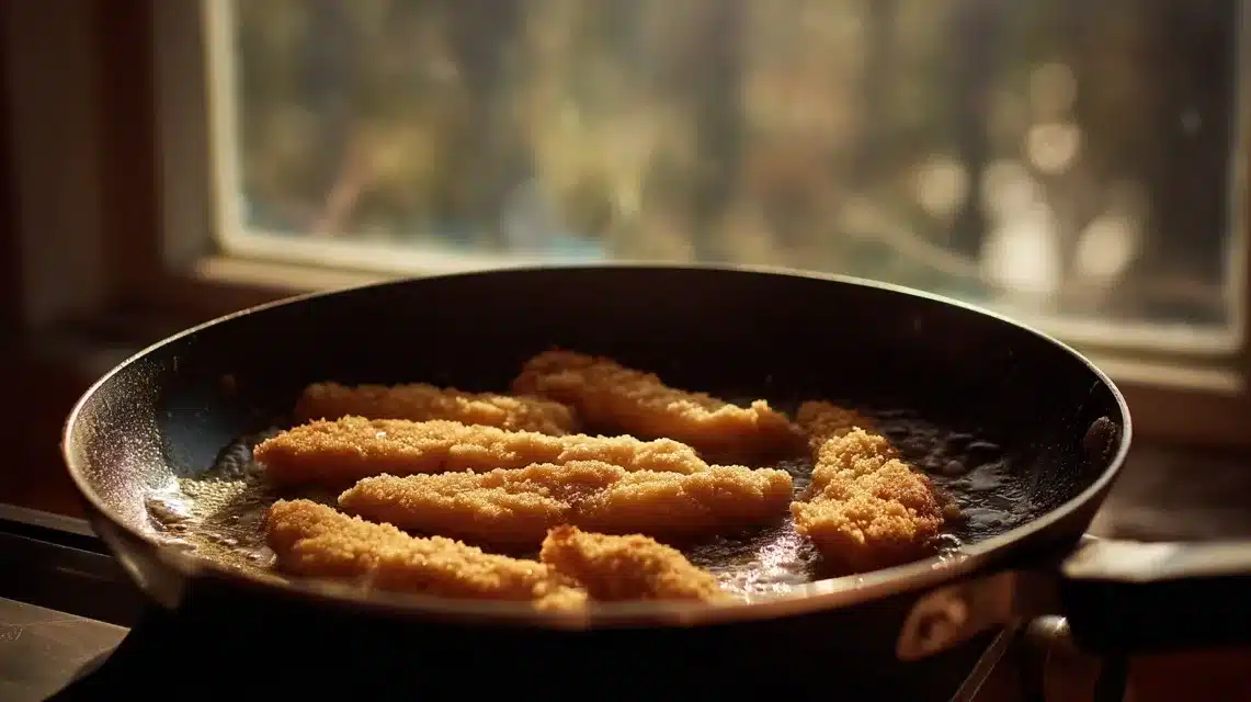 Searing chicken in skillet arlic Parmesan Chicken Pasta chicken seared until golden