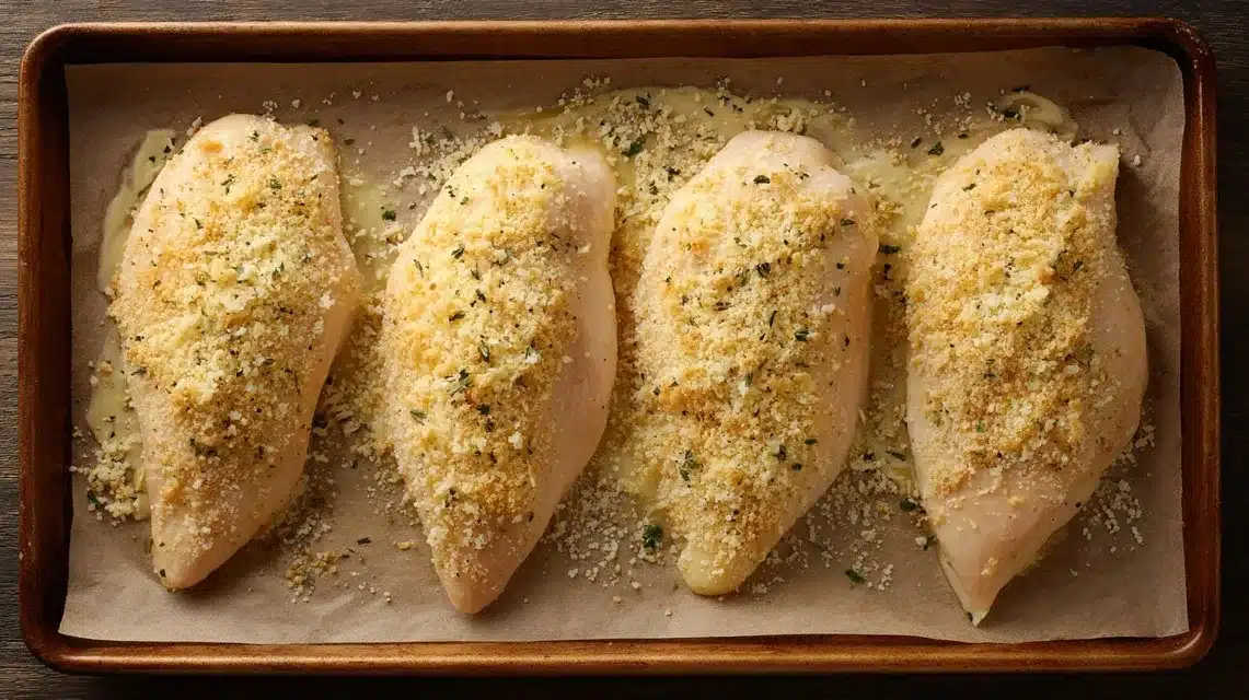 Spreading coating on chicken Spreading topping for hellmann's parmesan crusted chicken