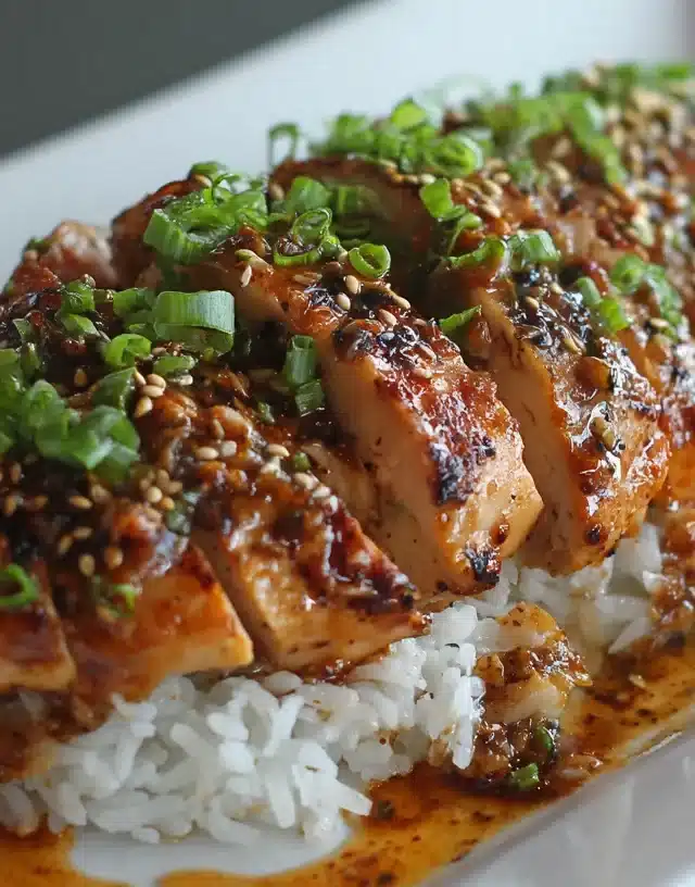 Sliced Panda Express Quick Grilled Teriyaki Chicken on cutting board