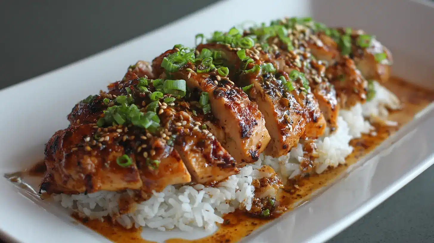 6 Slicing grilled teriyaki chicken Sliced Panda Express Quick Grilled Teriyaki Chicken on cutting board