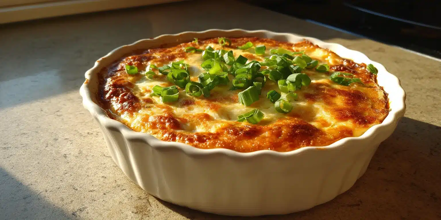 Finished healthy chicken wing dip with toppings Healthy chicken wing dip recipe topped and ready to serve