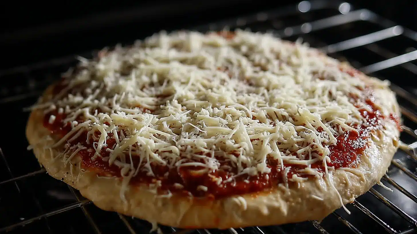 Final bake with toppings Final bake of chicken crust pizza near me