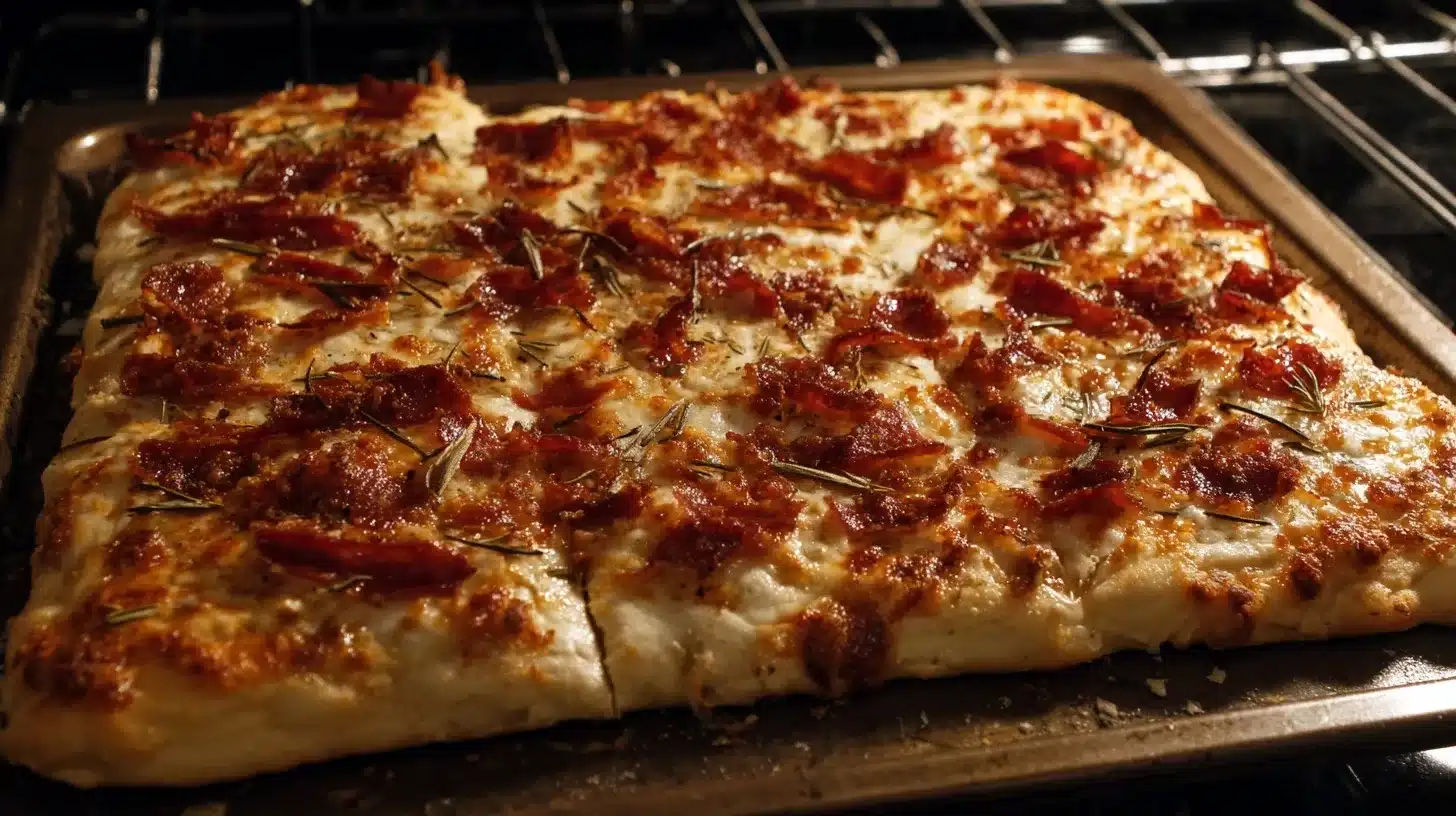 Slicing finished low-carb chicken crust pizza Slicing pizza crust made with canned chicken