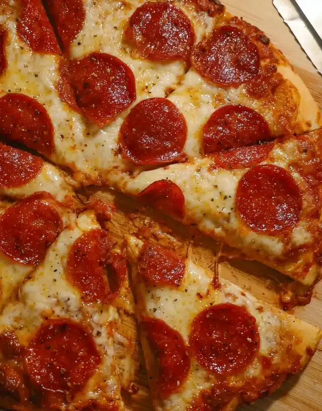 Beautifully styled chicken crust pizza near me on rustic wooden table