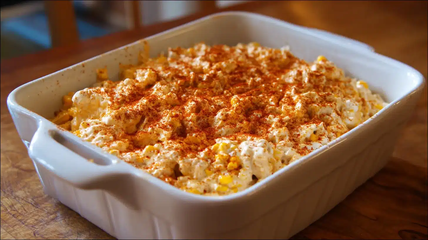 Mixing creamy chicken and corn filling Chicken and corn mixture for Street Corn Chicken Enchiladas