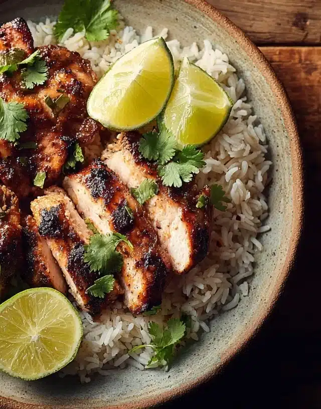 mexican style chicken thighs served on a rustic plate