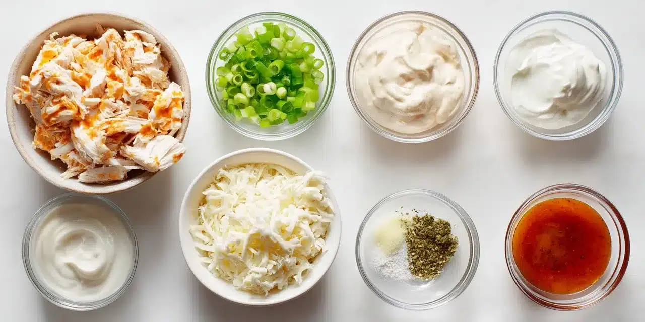 Healthy Chicken Wing Dip Ingredients with Labels