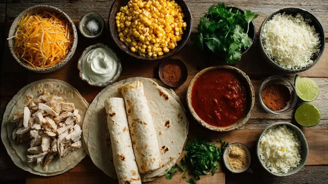 Ingredients for Street Corn Chicken Enchiladas