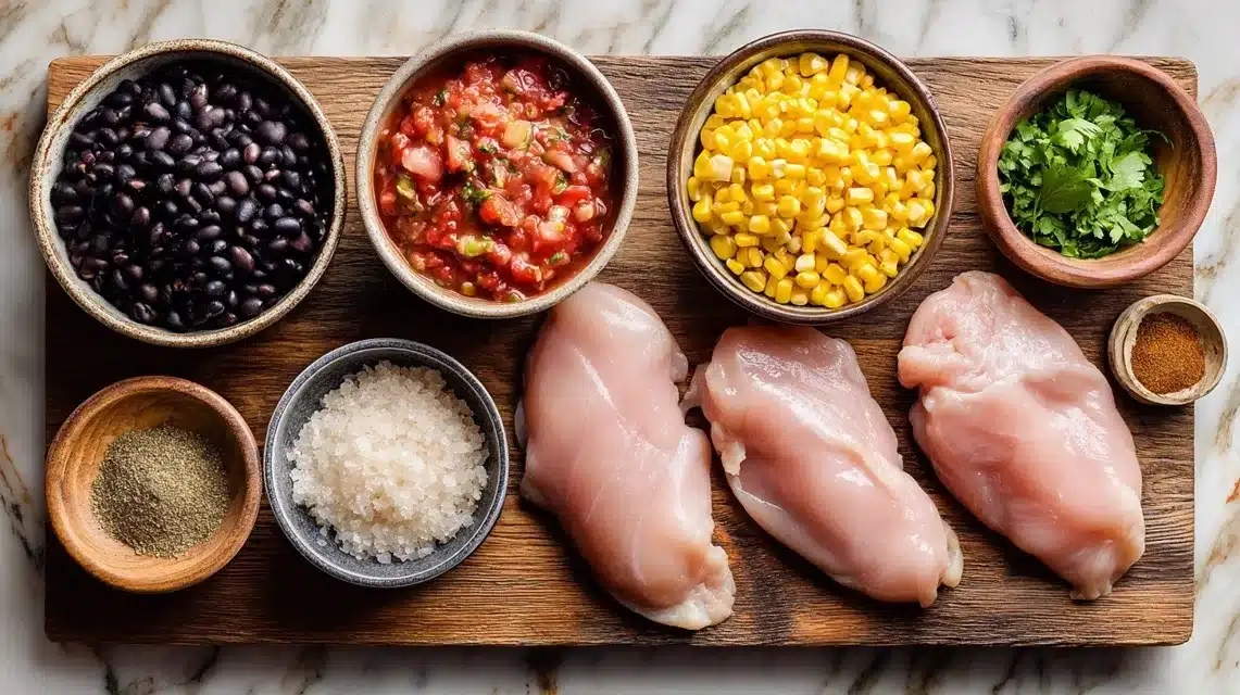 Ingredients for Crockpot Southwest Chicken