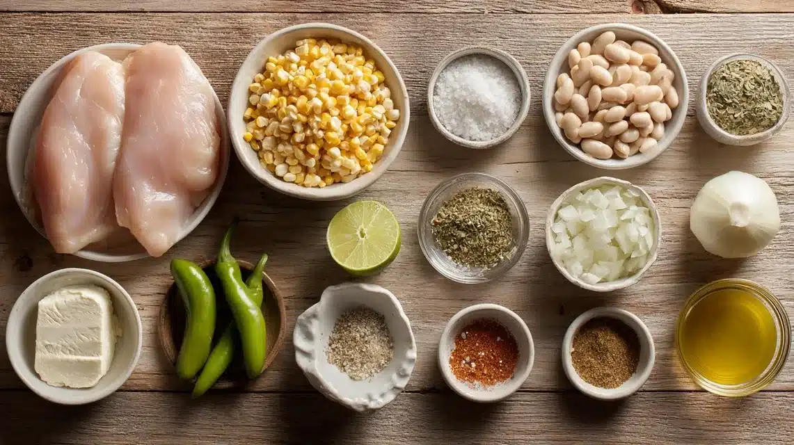 Ingredients for chicken white bean chili
