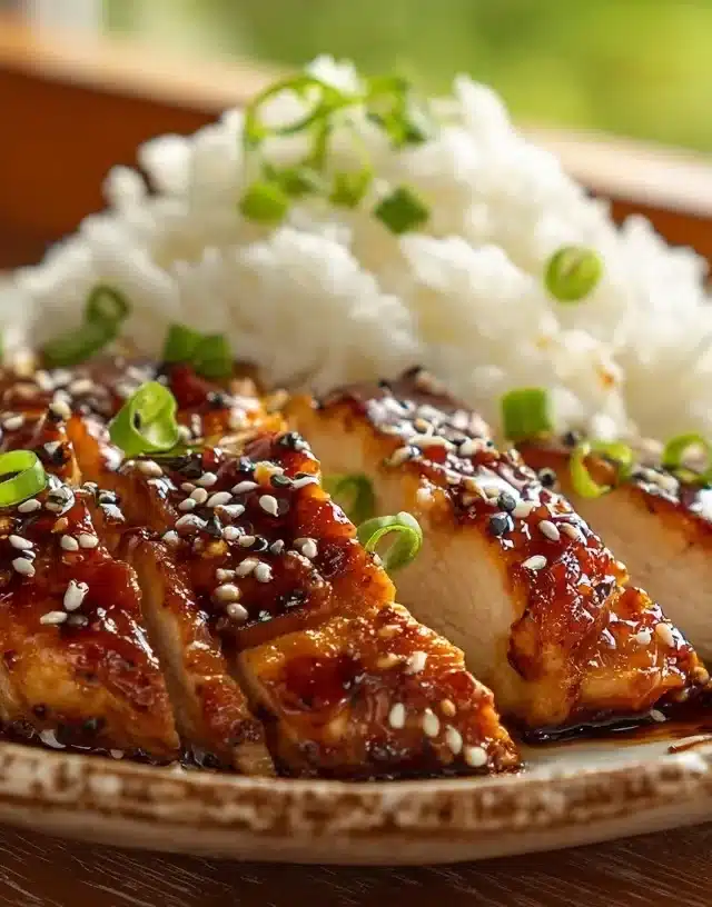 Panda Express Grilled Teriyaki Chicken served on a rustic plate