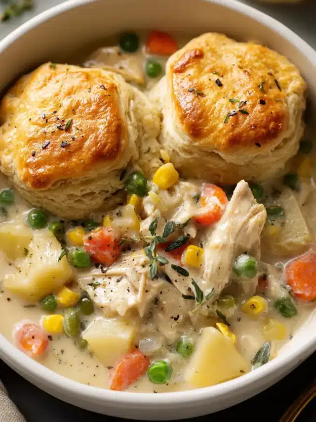 Delicious Crockpot Pot Pie Chicken with tender chicken, creamy sauce, and vegetables.