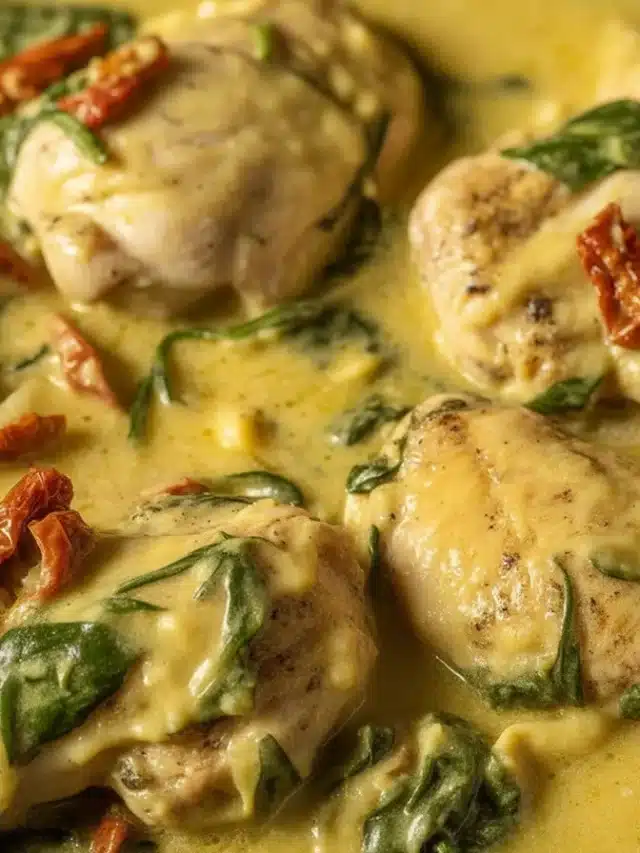 Delicious baked boneless chicken thighs served on a plate with herbs.
