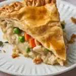 Delicious Rotisserie Chicken Pot Pie with flaky crust and mixed vegetables.