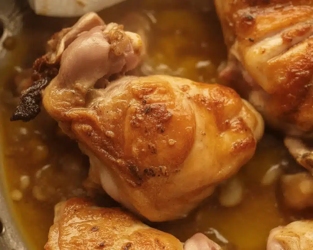 Baked Boneless Skinless Chicken Thighs with spices ready to serve.