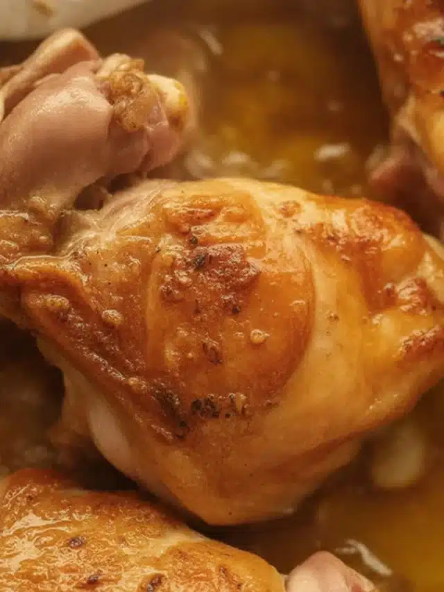 Baked Boneless Skinless Chicken Thighs with spices ready to serve.