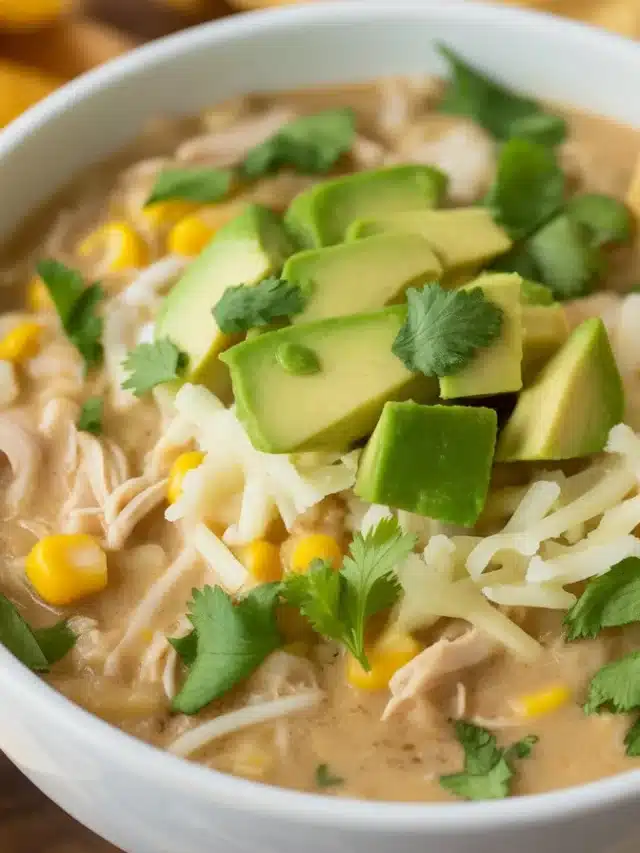 Creamy White Chicken Chili made on the stove top with beans and tender chicken.