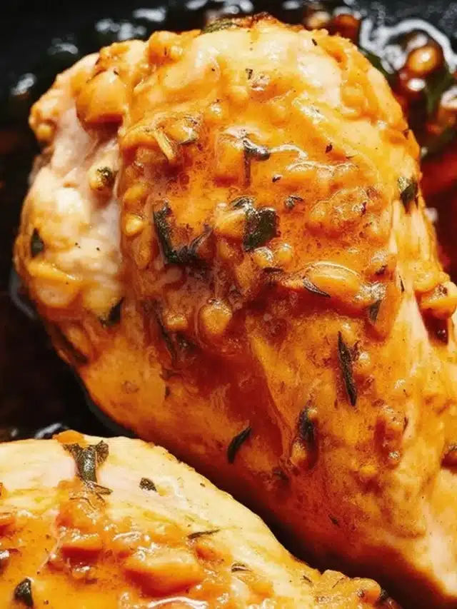 Juicy Boneless Skinless Chicken Breasts prepared in the oven with garlic butter sauce