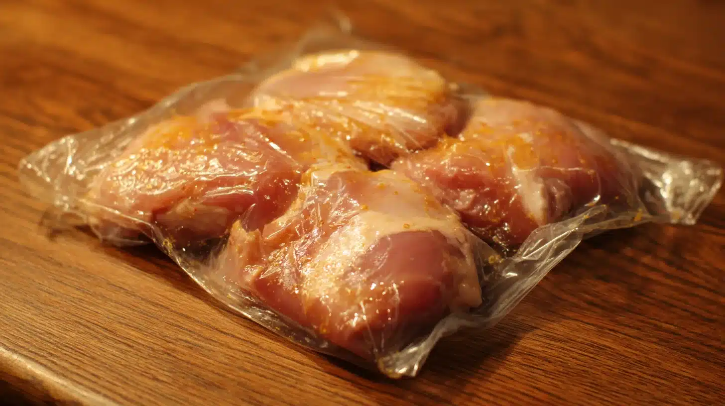 2Chicken thighs soaking in marinade Chicken marinating for grilled chicken teriyaki Panda Express copycat