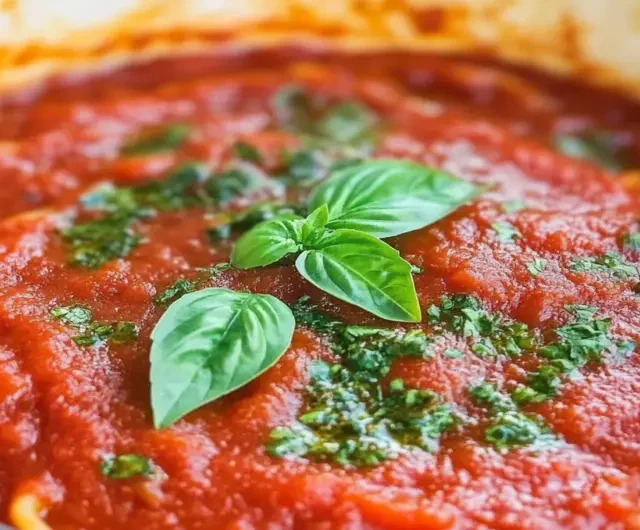 Homemade pasta sauce made with fresh tomatoes, onions, and garlic, served over spaghetti.