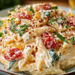 TikTok Pasta Boursin served on a rustic plate