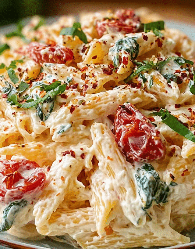 TikTok Pasta Boursin served on a rustic plate