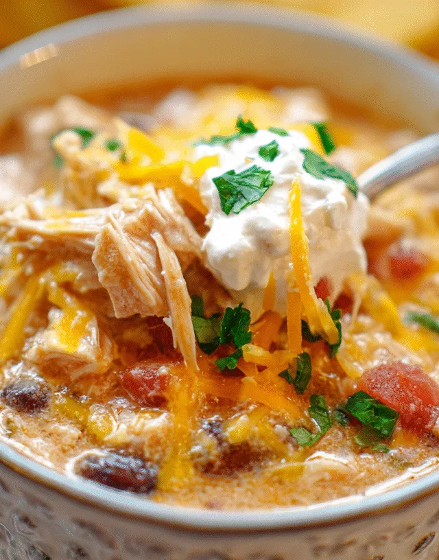 Crockpot Cream Cheese Chicken Chili