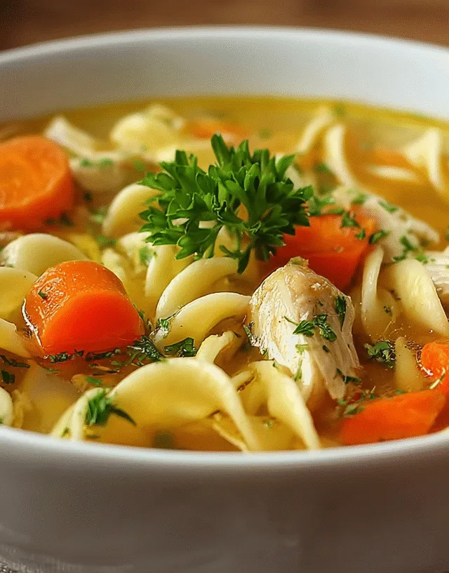 homemade chicken noodle soup with egg noodles