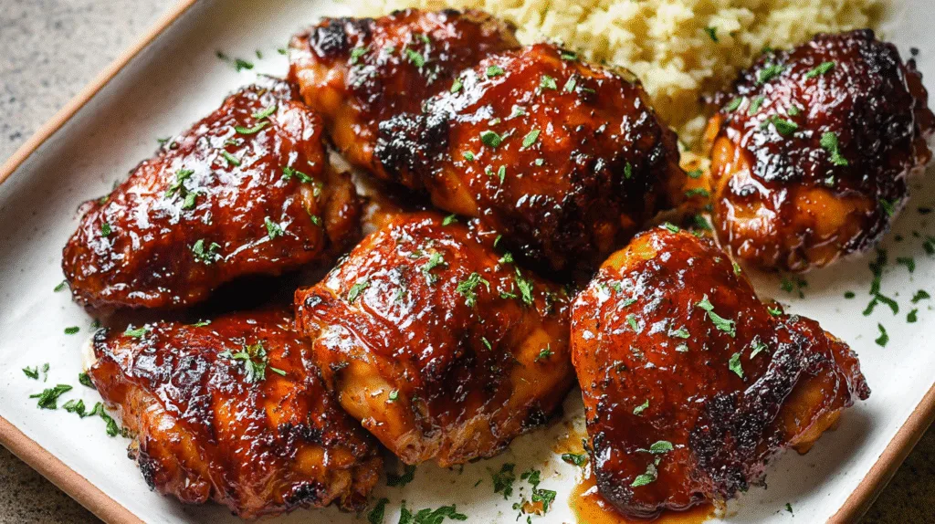 Caramelized BBQ Chicken Thighs in the Oven