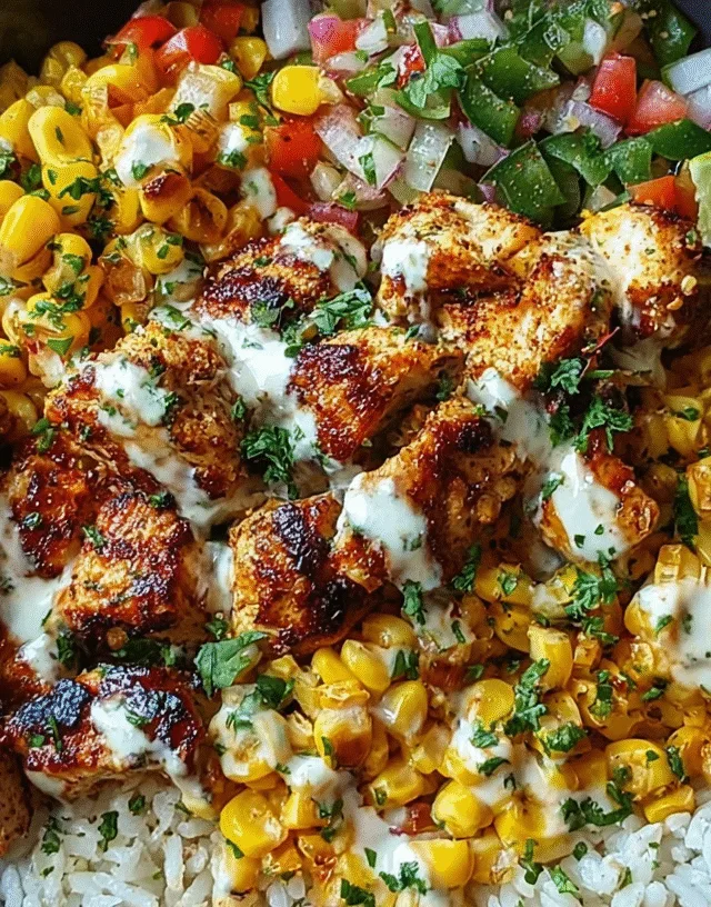 street corn chicken rice bowl