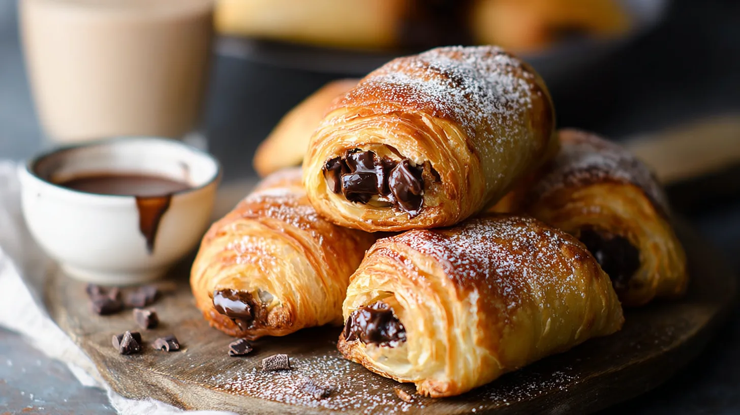 Easy Puff Pastry Chocolate Croissants