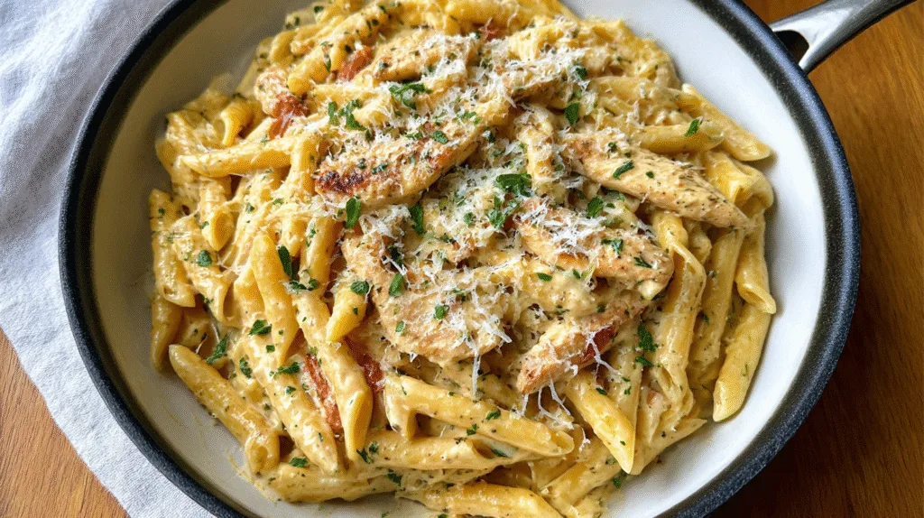 healthy garlic parmesan chicken pasta recipe