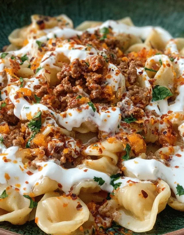 cheat manti pasta with yogurt