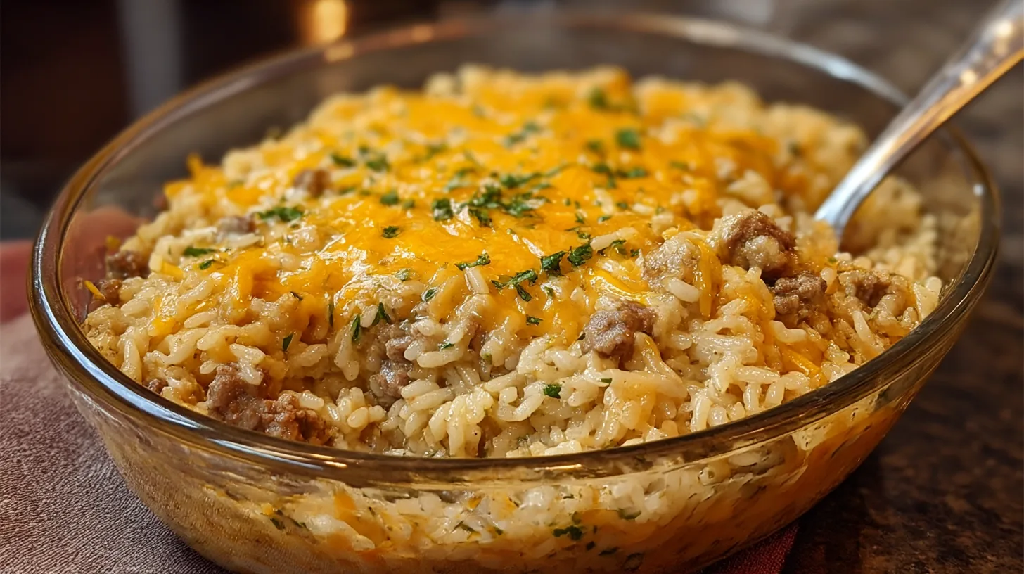 Cheesy Hamburger Rice Casserole