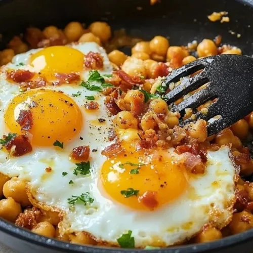 Chickpea Fried Eggs served on a plate with fresh herbs and spices