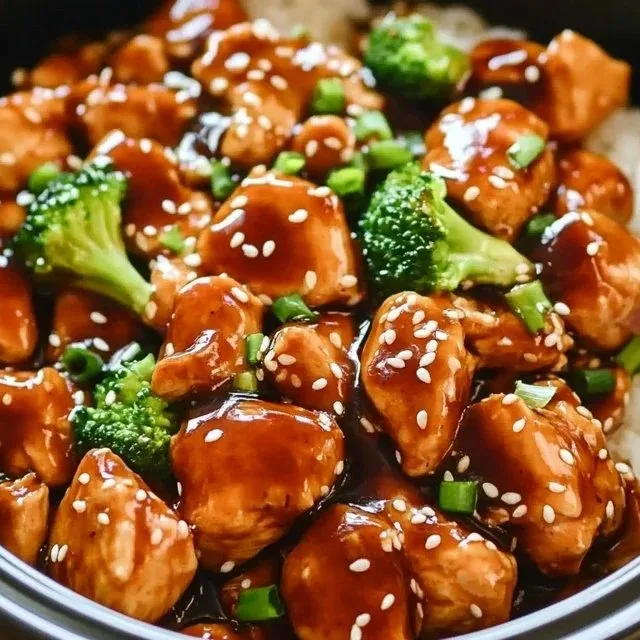 Delicious Dump and Go Crockpot Teriyaki Chicken served on a plate.