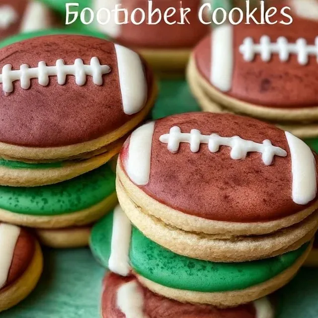 Delicious Football Double Decker Cookies stacked and decorated for game day