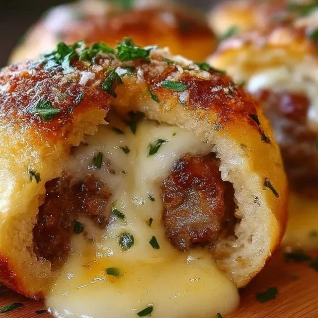 Delicious Garlic Parmesan Cheeseburger Bombs served on a platter