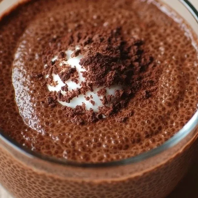 High Protein Chocolate Chia Seed Pudding in a bowl with toppings
