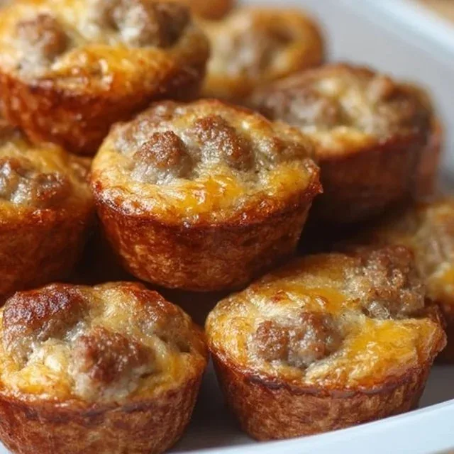 High-protein pancake sausage mini muffins on a plate.