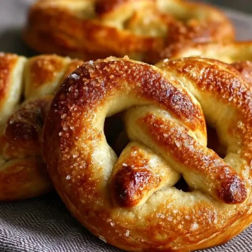 Freshly baked homemade soft pretzels with a golden-brown crust.