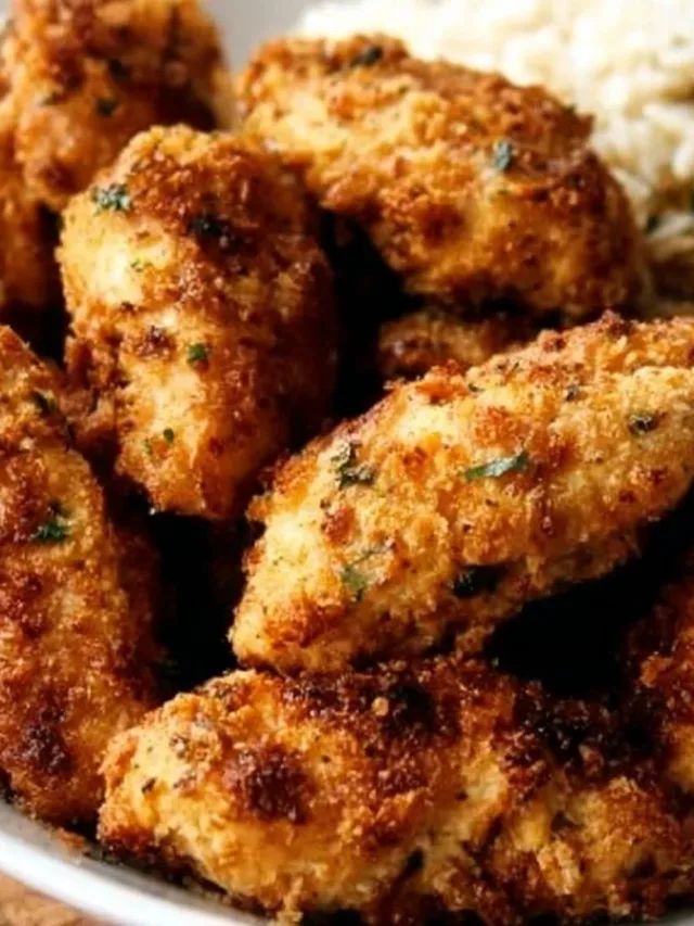Plate of healthy chicken bites served with dipping sauce