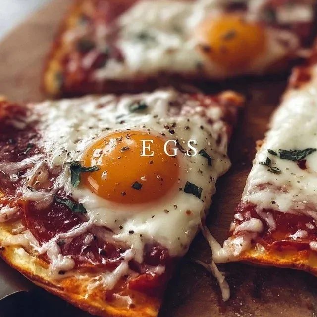 Savory Pizza Eggs topped with cheese, tomatoes, and herbs on a plate