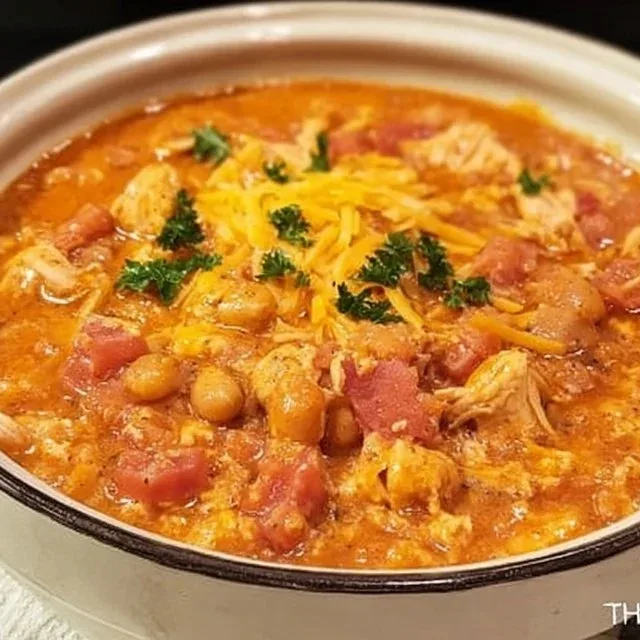 Delicious slow cooker buffalo chicken chili served in a bowl